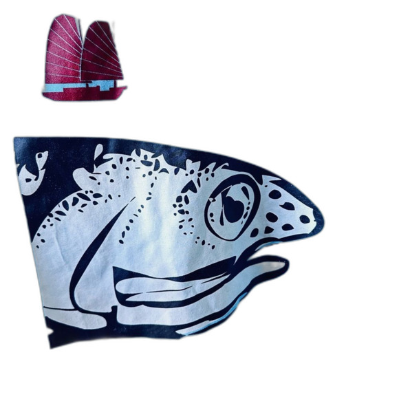 Red Boat Fish Sauce Blue V-Neck Graphic T-Shirt Small foodie chef casual funky - Picture 3 of 3